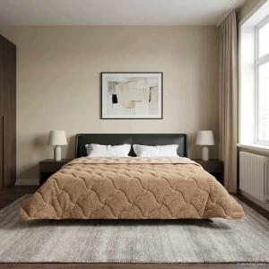 vidaXL Winter Dekbed Taupe 200 x 240 cm Microfiber en Teddy fleece