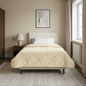 vidaXL Winter Dekbed Crème 155 x 200 cm Microfiber en Teddy fleece