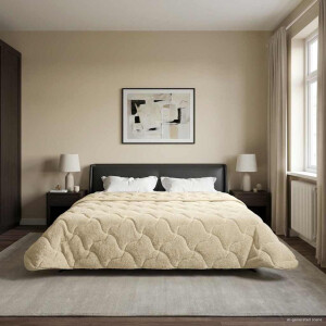 vidaXL Winter Dekbed Crème 240 x 260 cm Microfiber en Teddy fleece