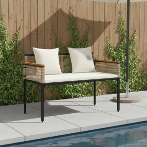 vidaXL Tuinbank Beige en Crème Wit 117 x 54 x 74.5 cm poly rattan