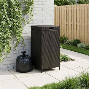 vidaXL Buiten Afvalbak Zwart 40 x 40 x 80 cm poly rattan
