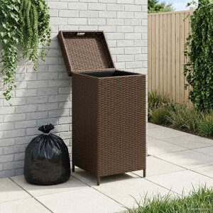 vidaXL Buiten Afvalbak Bruin 40 x 40 x 80 cm poly rattan