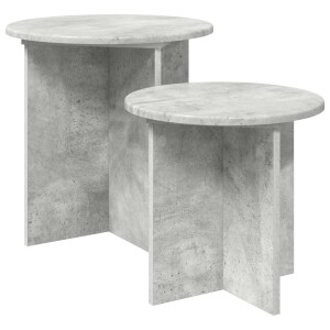 vidaXL Bijzettafelset met opslag 2 pcs Betongrijs Geconstrueerd hout