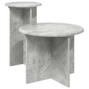 vidaXL Bijzettafelset met opslag 2 pcs Betongrijs Bewerkt hout