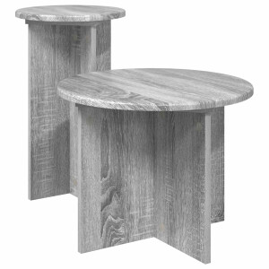 vidaXL Bijzettafelset met opslag 2 pcs Grijs sonoma Bewerkt hout