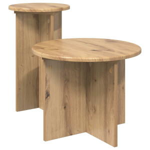vidaXL Bijzettafelset met opslag 2 pcs Artisanaal eiken Bewerkt hout
