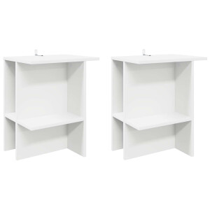 vidaXL Salontafel 2 pcs Wit 40 x 30 x 49 cm Bewerkt hout