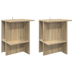 vidaXL Salontafel 2 pcs Sonoma Eiken 40 x 30 x 49 cm Bewerkt hout
