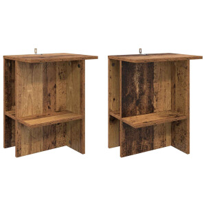 vidaXL Salontafel 2 pcs Oud hout 40 x 30 x 49 cm Bewerkt hout