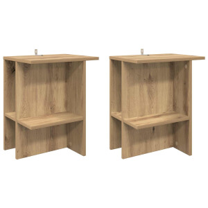 vidaXL Salontafel 2 pcs Artisanaal eiken 40 x 30 x 49 cm Bewerkt hout