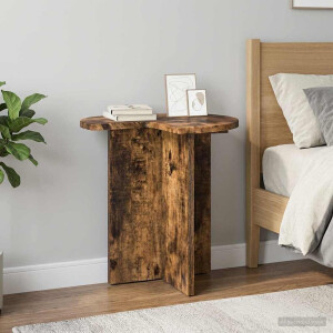vidaXL Bijzettafel 2 pcs Gerookt eiken Ø 39 x 38 cm Bewerkt hout