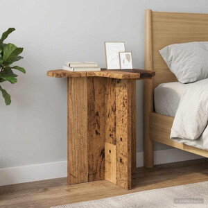 vidaXL Bijzettafel met opslag 2 pcs Oud hout Ø 39 x 38 cm Bewerkt hout
