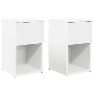 vidaXL Bed kast 2 pcs Wit 29 x 31,5 x 49 cm Bewerkt hout