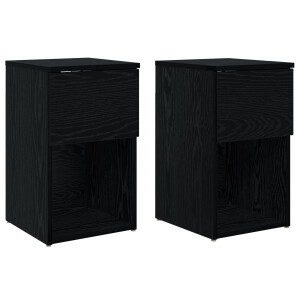 vidaXL Bed kast 2 pcs Zwart eiken 29 x 31,5 x 49 cm Bewerkt hout