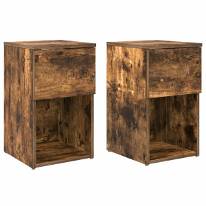 vidaXL Bed kast 2 pcs Gerookt eiken 29 x 31,5 x 49 cm Bewerkt hout