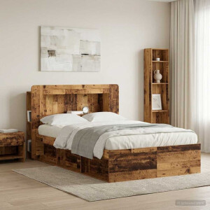 vidaXL Hoofdbordkast met opslag Oud hout Geconstrueerd hout