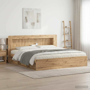 vidaXL Hoofdbordkast met opslag Artisanaal eiken Geconstrueerd hout