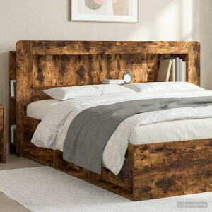 vidaXL Hoofdbordkast met opslag Gerookt Eiken 215 x 18,5 x 100 cm