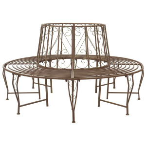 vidaXL Boom bank 8-Aantal zitplaatsen Ø 160 x 89 cm Staal Antiek Bruin