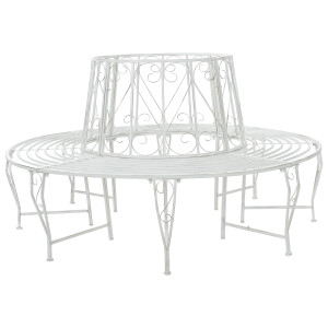 vidaXL Boom bank 8-Aantal zitplaatsen Ø 160 x 89 cm Staal Antiek wit