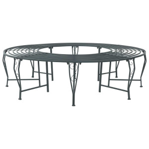 vidaXL Boom bank 8-Aantal zitplaatsen Ø 160 x 44 cm Staal Zilvergrijs