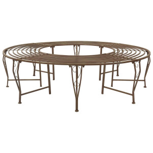 vidaXL Boom bank 8-Aantal zitplaatsen Ø 160 x 44 cm Staal Antiek Bruin