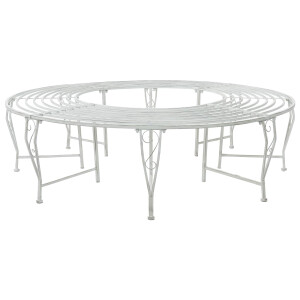 vidaXL Boom bank 8-Aantal zitplaatsen Ø 160 x 44 cm Staal Antiek wit