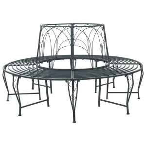 vidaXL Boom bank 8-Aantal zitplaatsen Ø 160 x 89 cm Staal Zilvergrijs