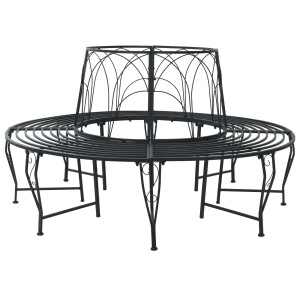vidaXL Boom bank 8-Aantal zitplaatsen Ø 160 x 89 cm Staal Zwart Rond