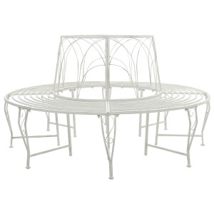 vidaXL Boom bank 8-Aantal zitplaatsen Ø 160 x 89 cm Staal Antiek wit