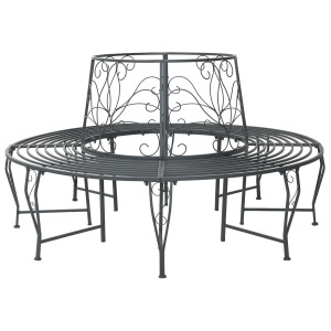 vidaXL Boom bank 8-Aantal zitplaatsen Ø 160 x 89 cm Staal Zilvergrijs