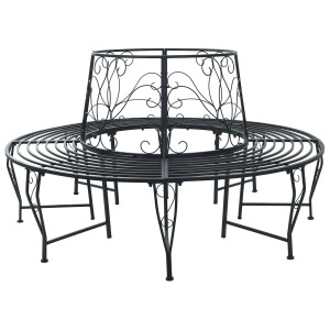 vidaXL Boom bank 8-Aantal zitplaatsen Ø 160 x 89 cm Staal Zwart Rond