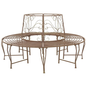 vidaXL Boom bank 8-Aantal zitplaatsen Ø 160 x 89 cm Staal Antiek Bruin