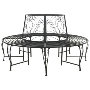 vidaXL Boom bank 8-Aantal zitplaatsen Ø 160 x 89 cm Staal Zwart Rond