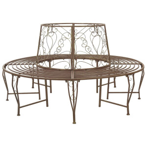 vidaXL Boom bank 8-Aantal zitplaatsen Ø 160 x 89 cm Staal Antiek Bruin