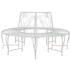 vidaXL Boom bank 8-Aantal zitplaatsen Ø 160 x 89 cm Staal Antiek wit