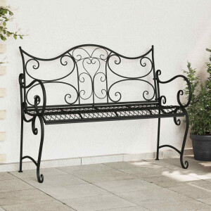 vidaXL Tuinbank 2-Aantal zitplaatsen 114 x 56,5 x 90 cm Staal Zwart