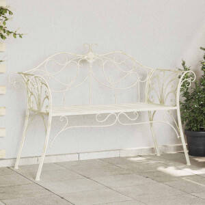 vidaXL Tuinbank 2-Aantal zitplaatsen 130 x 47 x 90 cm Staal Antiek wit