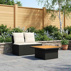 vidaXL 2 Stuk Tuin middelste sofa met uitschuiftafel poly rattan