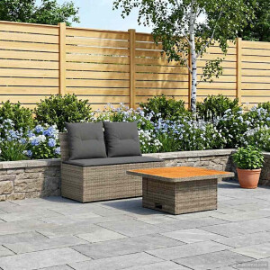 vidaXL 2 Stuk Tuin middelste sofa met uitschuiftafel poly rattan