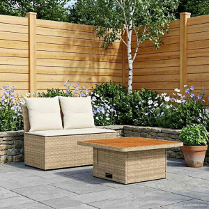 vidaXL 2 Stuk Tuin middelste sofa met uitschuiftafel poly rattan
