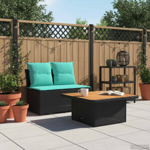 vidaXL 2 Stuk Tuin middelste sofa met uitschuiftafel poly rattan