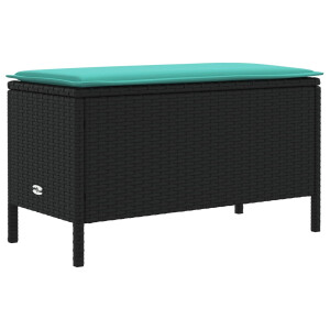 vidaXL Tuinvoetenbank Zwart en Turquoise 80 x 38 x 42 cm PE Rattan