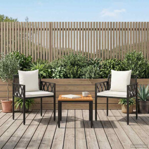 vidaXL tuinmeubelset 3 st Zwart en Cream Wit poly rattan