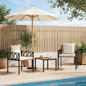 vidaXL tuinmeubelset 3 st Bruin en Crème Wit poly rattan