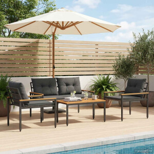 vidaXL tuinmeubelset 4 st Donkergrijs poly rattan