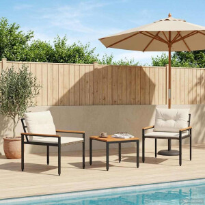 vidaXL tuinmeubelset 3 st Crèmewit poly rattan