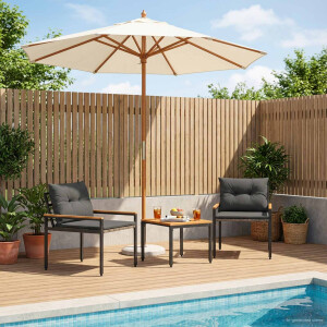 vidaXL tuinmeubelset 3 st Donkergrijs poly rattan