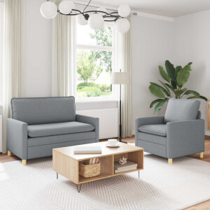 vidaXL Bankstel 2 st Lichtgrijs Stof