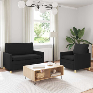 vidaXL Bankstel 2 st Zwart Stof